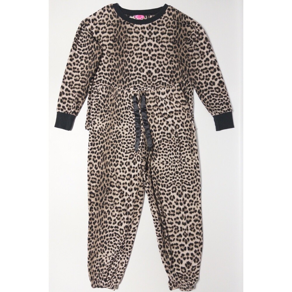 Betsey Johnson 2-Piece Leopard Print Pajama Set - Soft & Warm - Women Size L